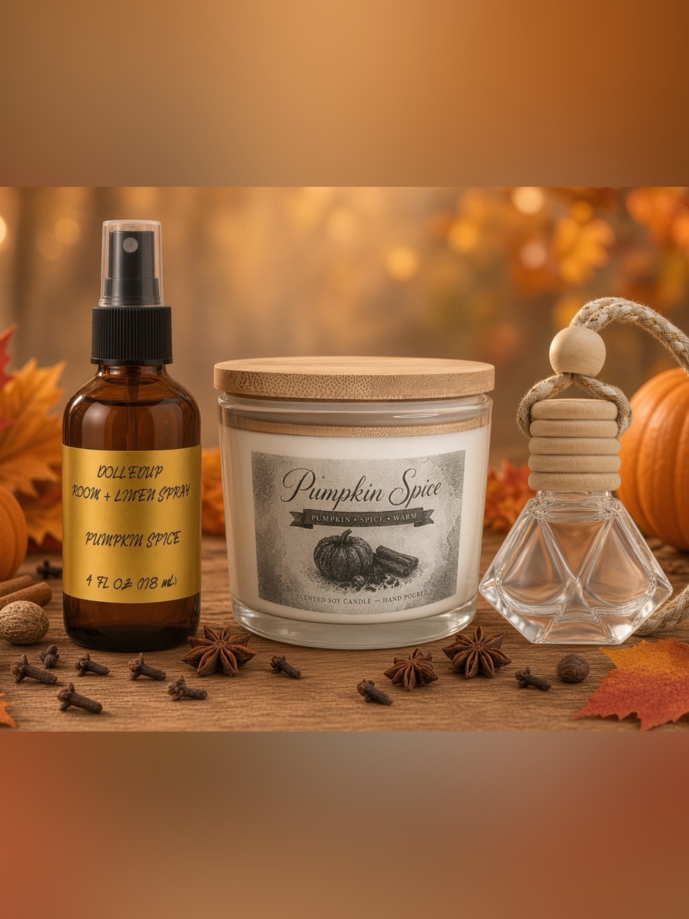 Pumpkin Spice Sanctuary Set - 16oz Candle Room Spray & Car Freshie